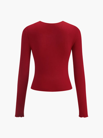 2 in 1 Button Jersey Blouse