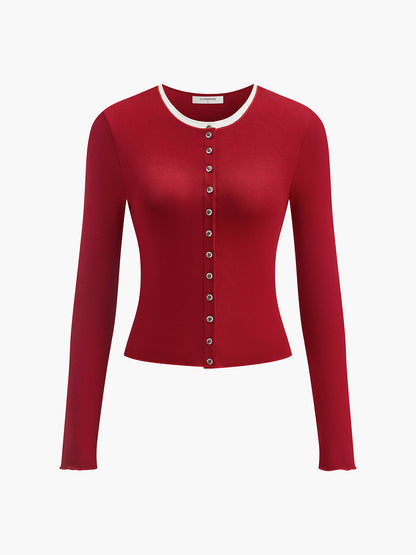 2 in 1 Button Jersey Blouse