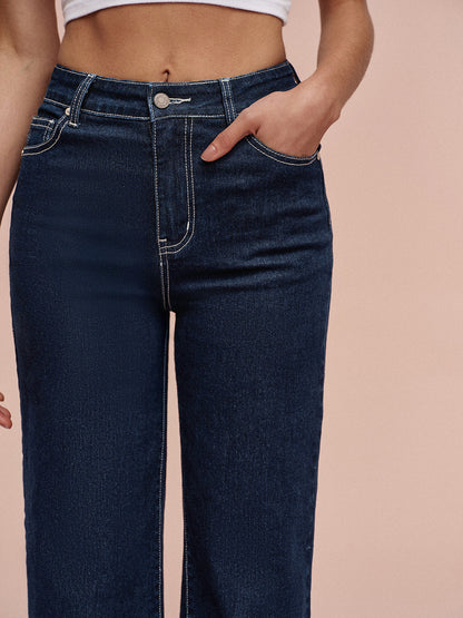 Mid-Waisted Straight-Leg Jeans