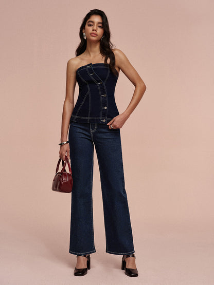 Mid-Waisted Straight-Leg Jeans