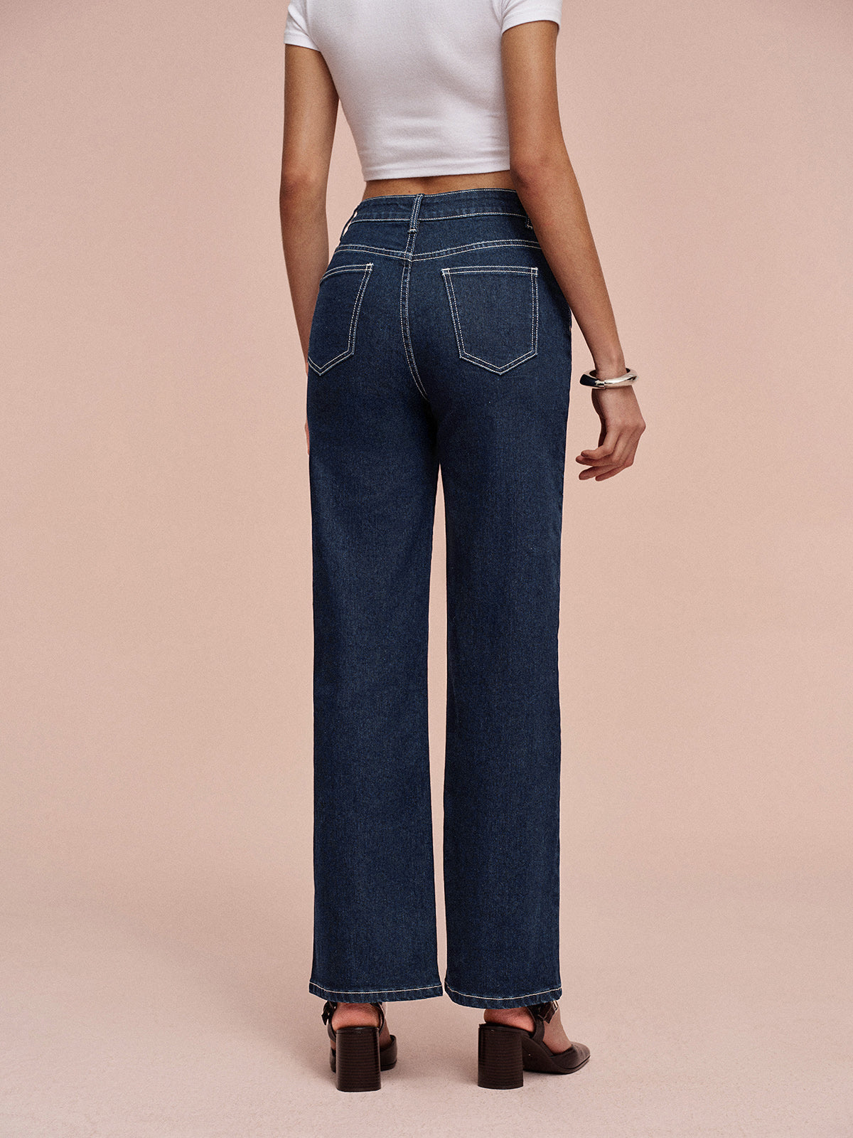 Mid-Waisted Straight-Leg Jeans