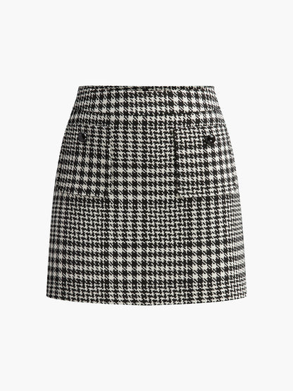 Wool-Blend Checked Mini Skirt