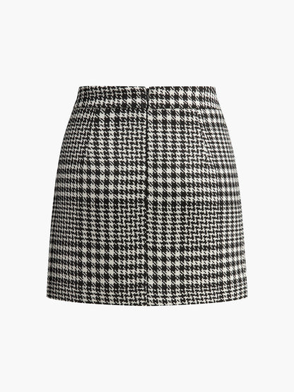 Wool-Blend Checked Mini Skirt