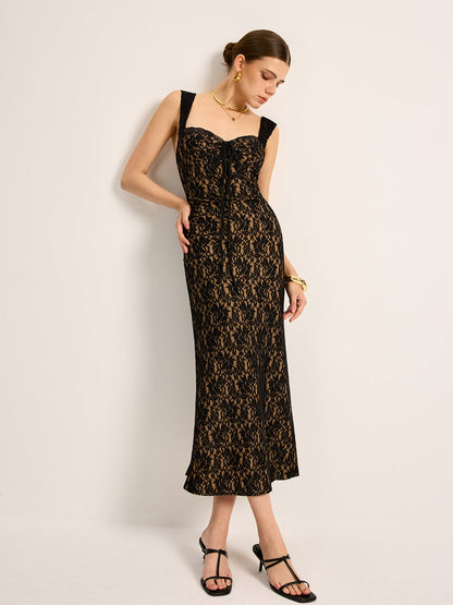 Lace Tie-Front Sleeveless Dress