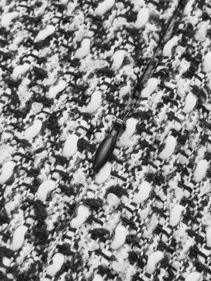 Button Down Tweed Boucle Maxi Skirt