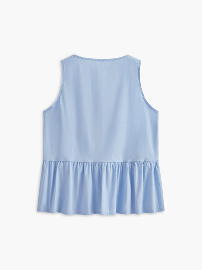 Bow-Front Panel Pleated Blouse