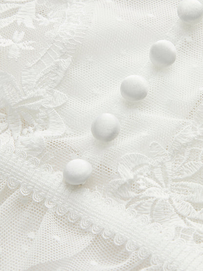 Floral Sheer Lace Mesh Corset Crop Top