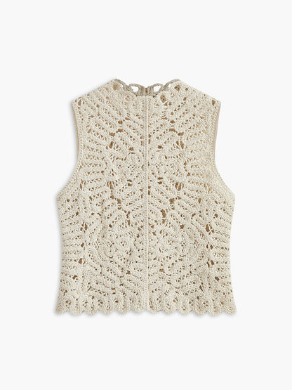 Floral Crochet Hollow Out Sweater Vest