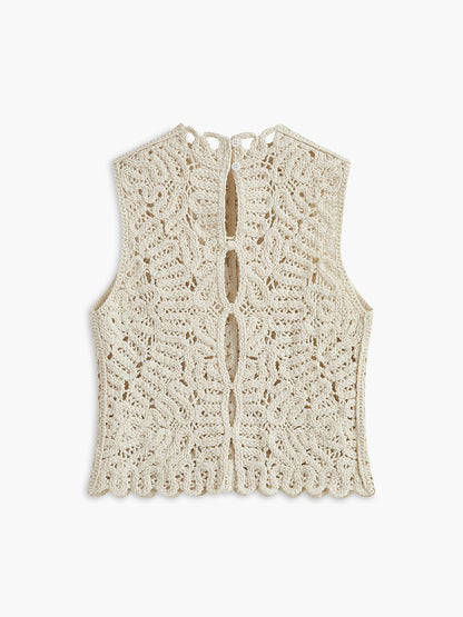 Floral Crochet Hollow Out Sweater Vest