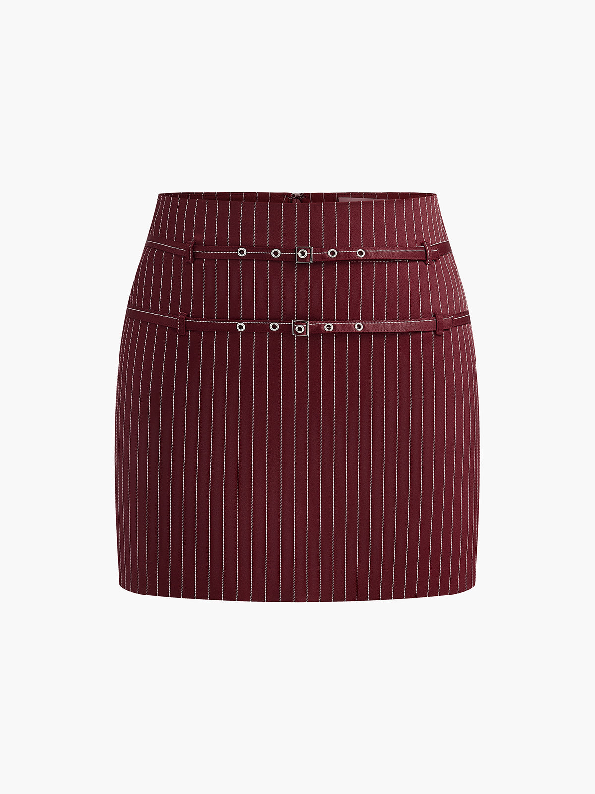 Belt-Decor Pinstripe Skirt