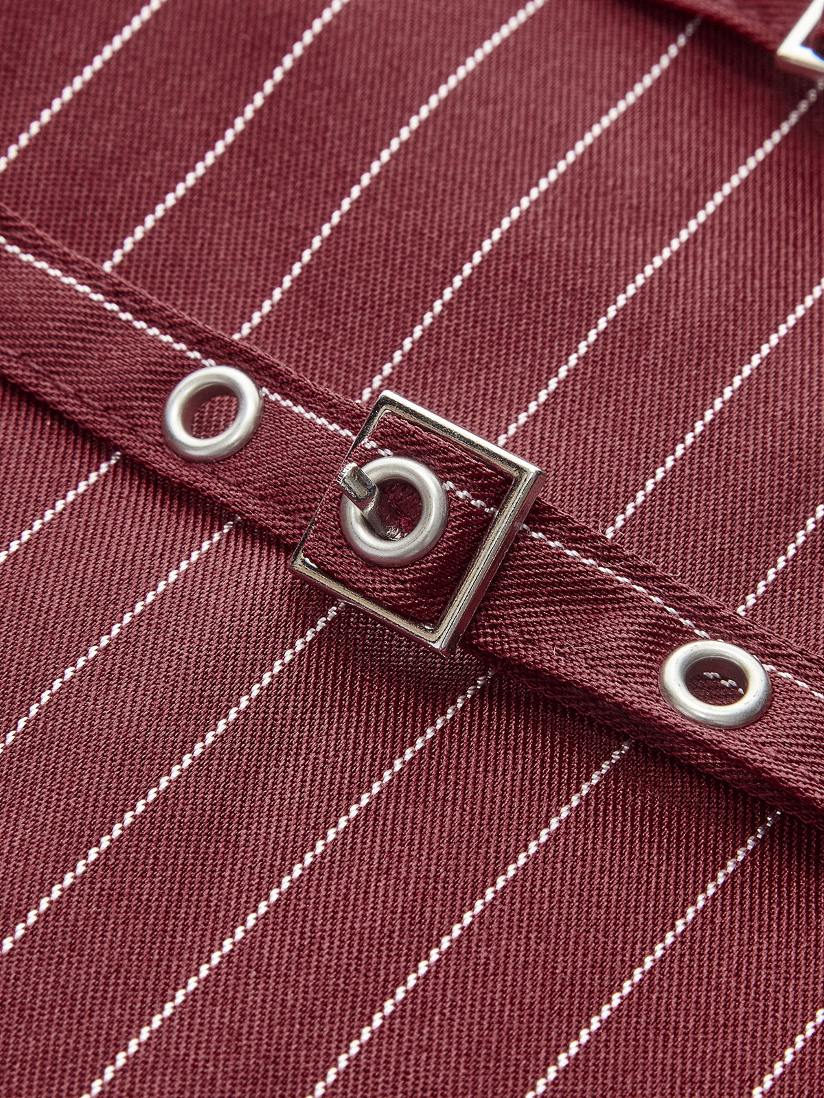 Belt-Decor Pinstripe Skirt