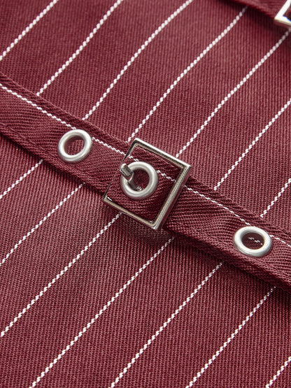 Belt-Decor Pinstripe Skirt