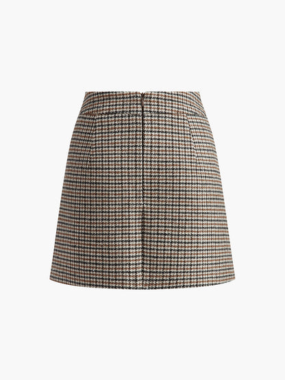 Houndstooth A-Line Mini Skirt