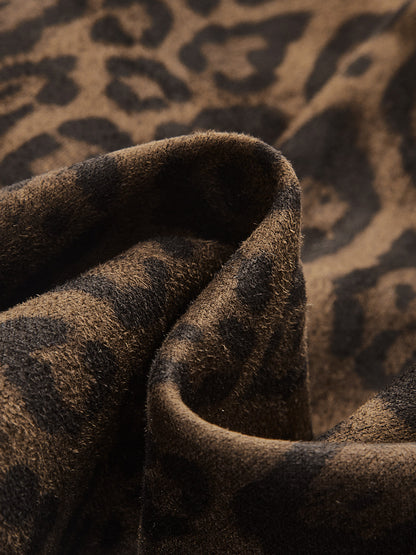 Leopard Printed Suede Skirt