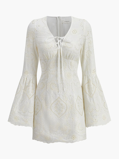 Semi-Sheer Bohemian Lace-Up Dress