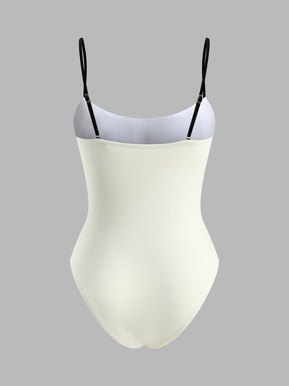 Contrast Trim Spaghetti Strap One-Piece Swimsuit