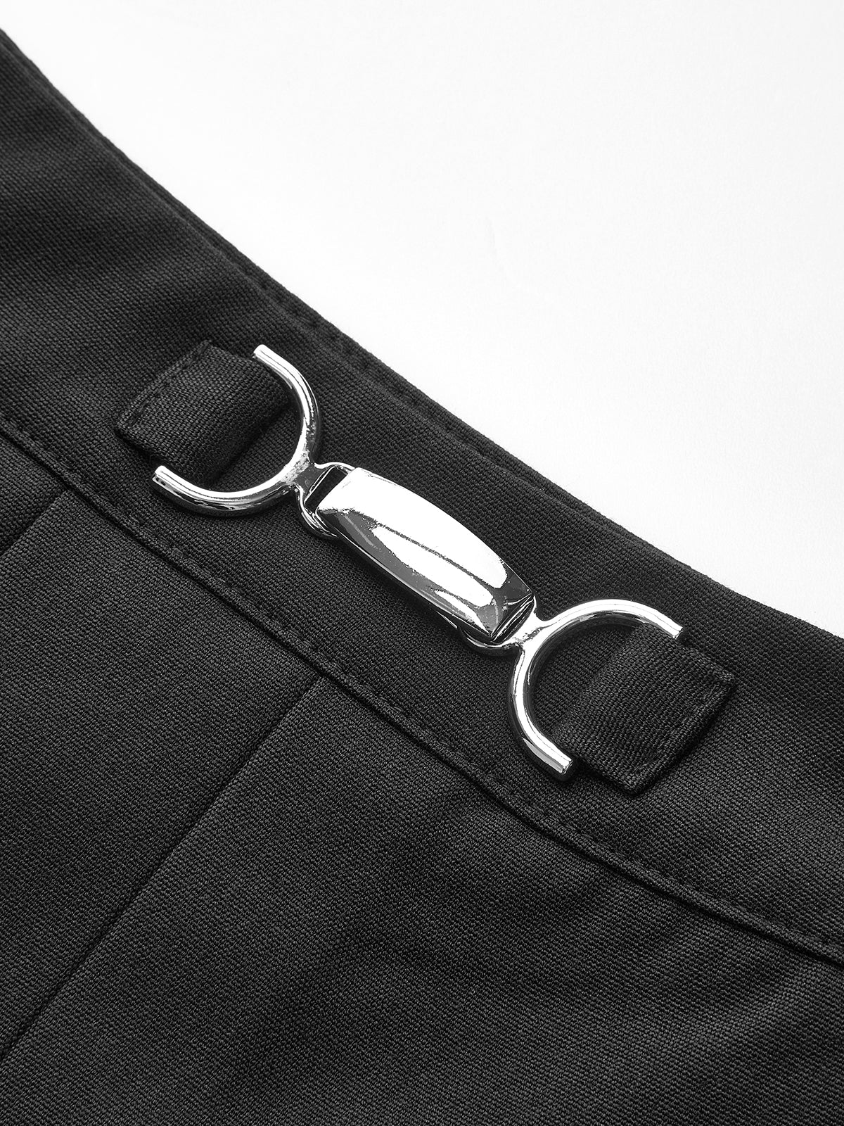 Metal-Belt Pleated Mini Skirt