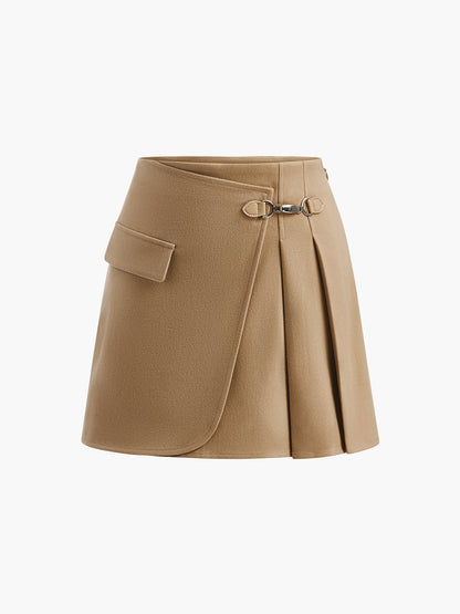 Magnet Closure Pleated Mini Skirt
