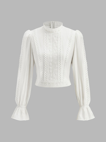 High-Neck Puff Sleeve Blouse