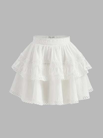 Lace-Trimmed Tiered Skirt