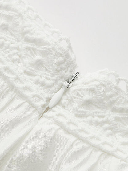 Lace-Trimmed Tiered Skirt