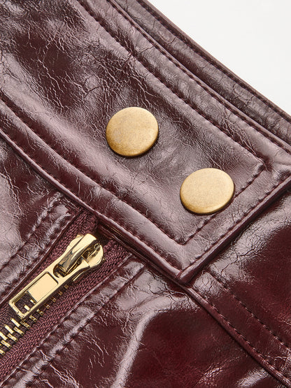 Two-Way Zip Faux Leather Skirt