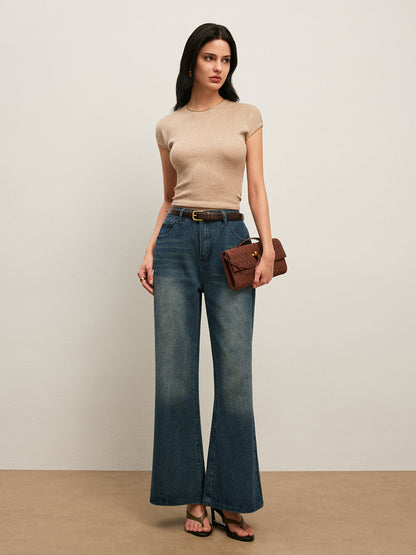 Back Tie Detail Ribbed T-Shirt