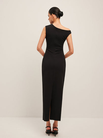 Asymmetrical Shoulder Dress