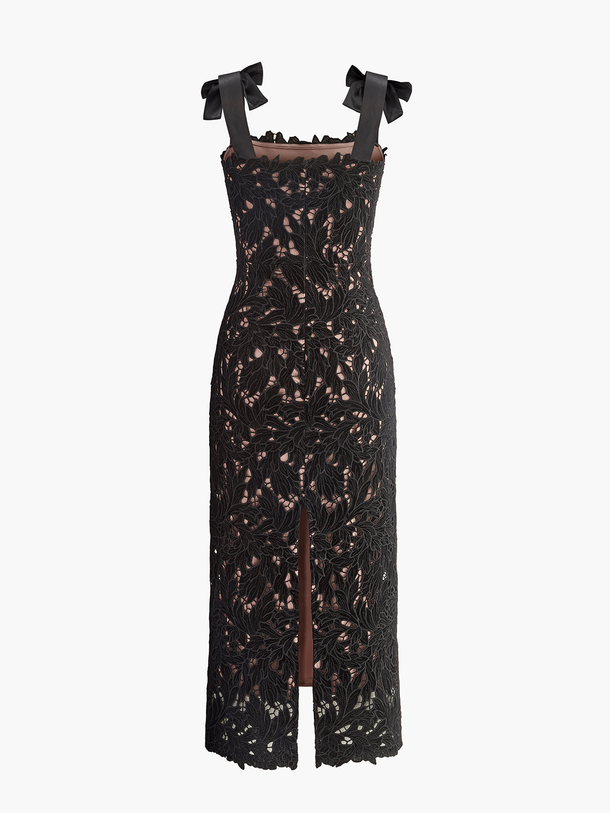 Floral Jacquard  Bow Straps Dress