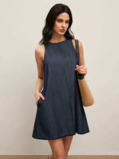 Back Tie Denim Dress