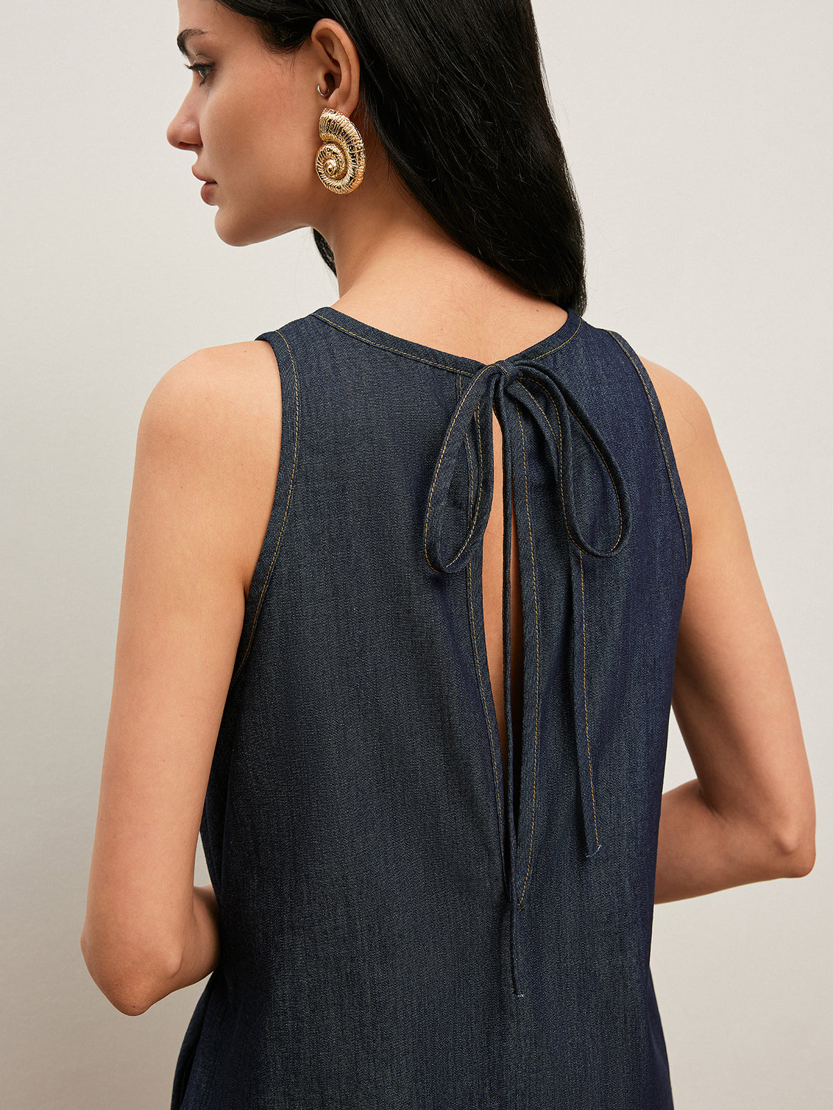 Back Tie Denim Dress