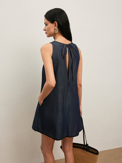 Back Tie Denim Dress