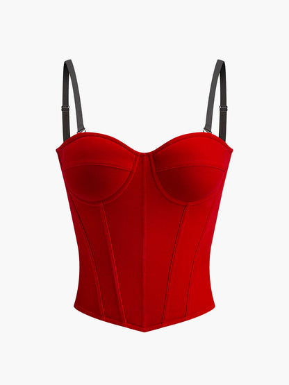 Velvet Piping Zipper Corset