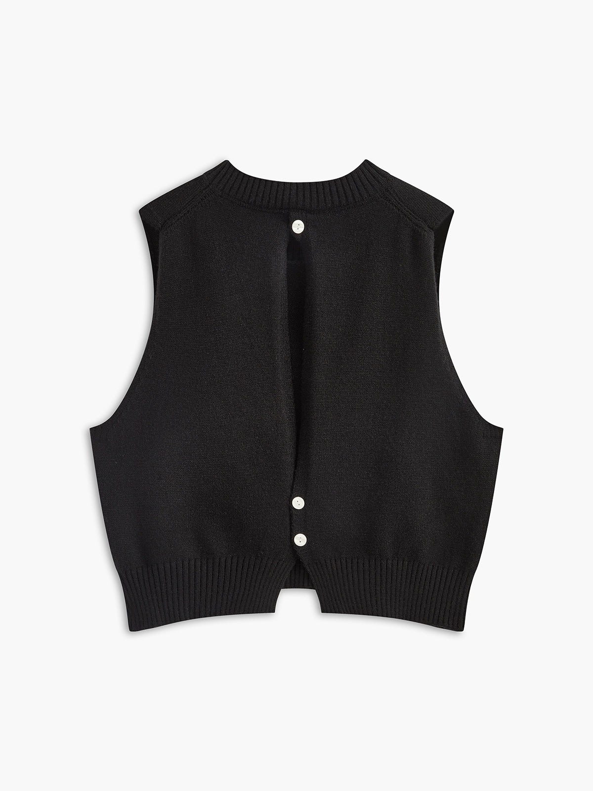 Floral Embellished Button-Back Knit Vest