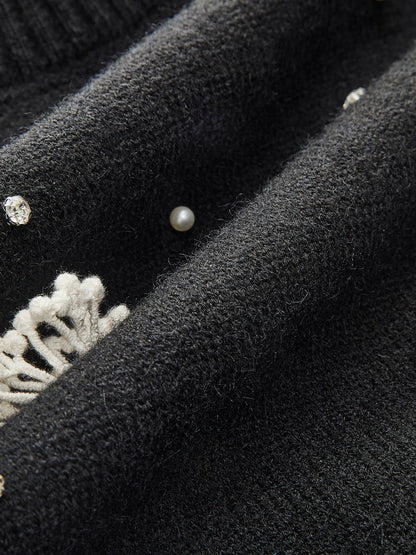 Floral Embellished Button-Back Knit Vest