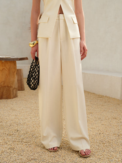 Elegant Mid-Waisted Wide-Leg Pants
