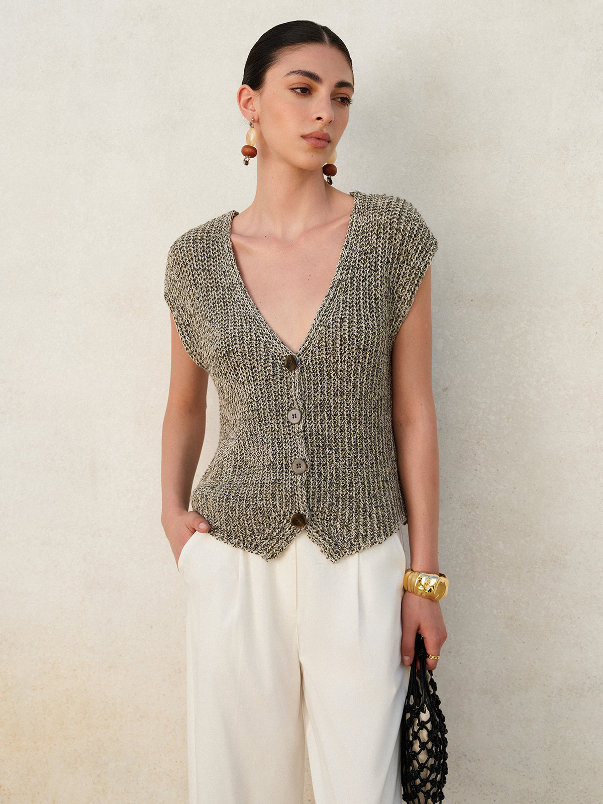 Knit Button-Down Vest