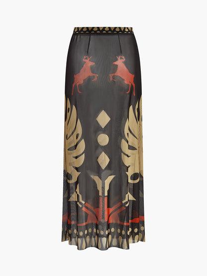 Sheer Printed Sarong Skirt