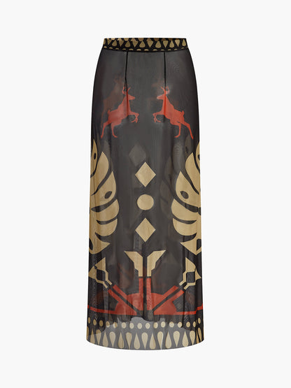 Sheer Printed Sarong Skirt