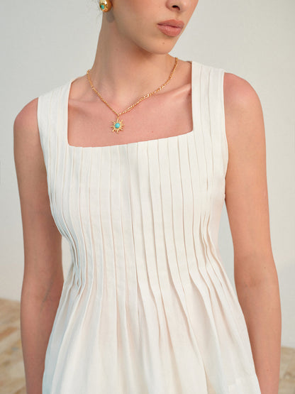 Square Neck Pleated Shorts Set