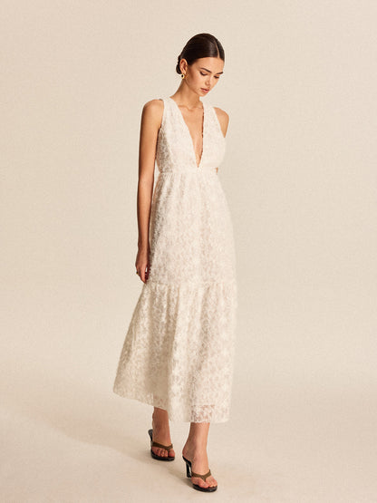 Boho Deep V-Neck Lace Dress