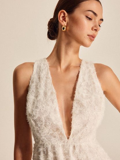 Boho Deep V-Neck Lace Dress