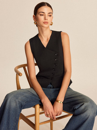 V-Neck Buttoned Vest