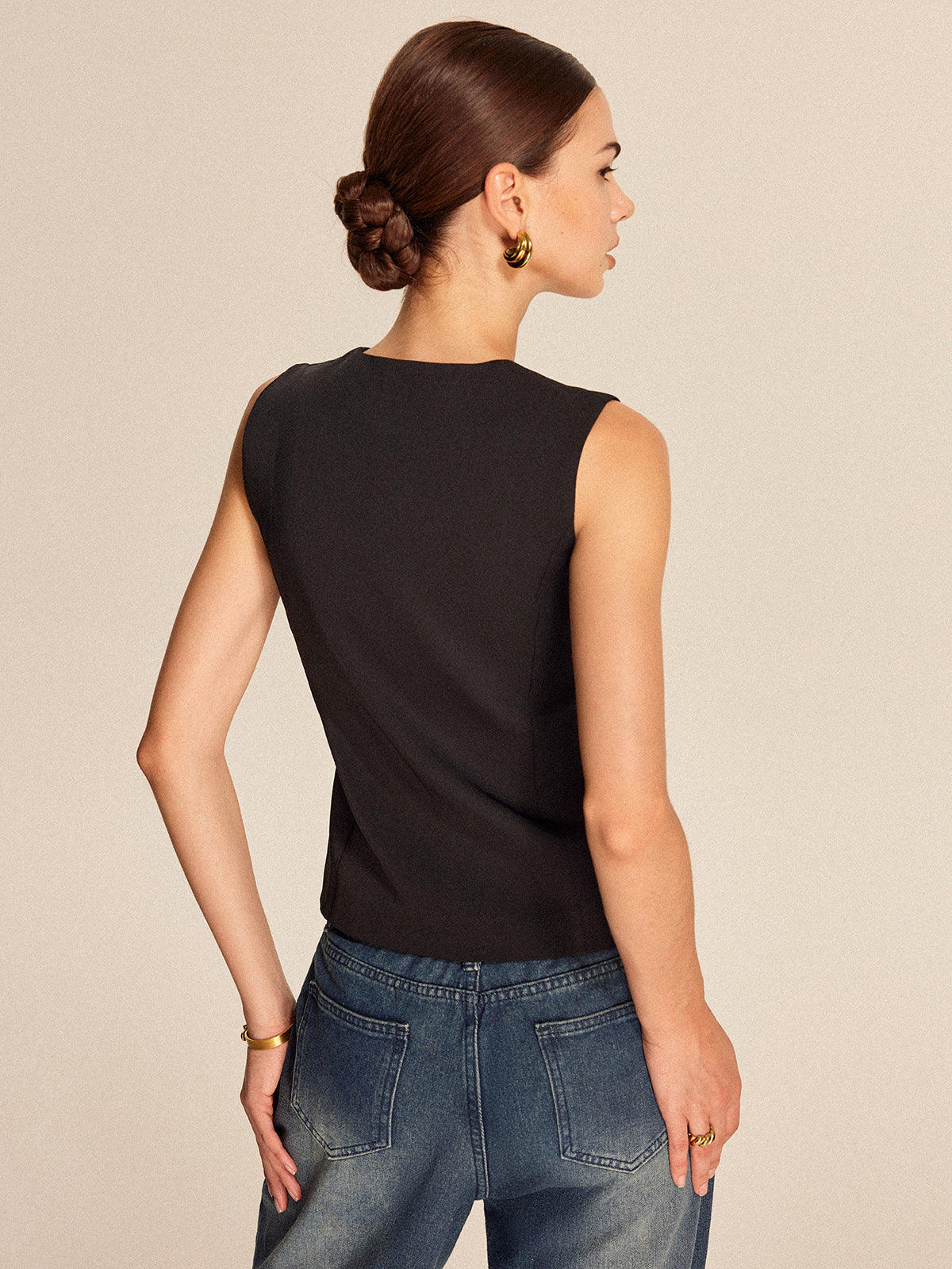 V-Neck Buttoned Vest