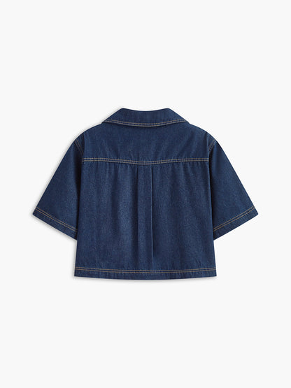 Denim Pocket Detail Shorts Set