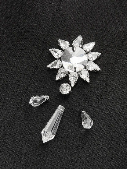 Floral Crystal Back Zipper Top