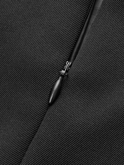 Metal-Detail Asymmetrical Pleated Skirt