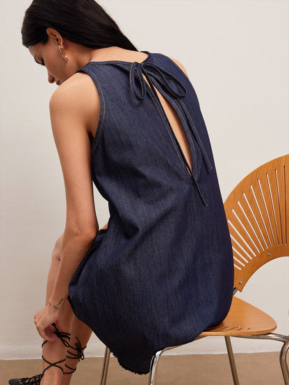 Back Tie Denim Dress