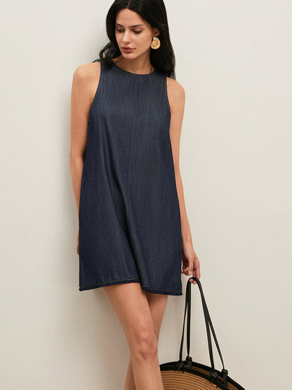 Back Tie Denim Dress