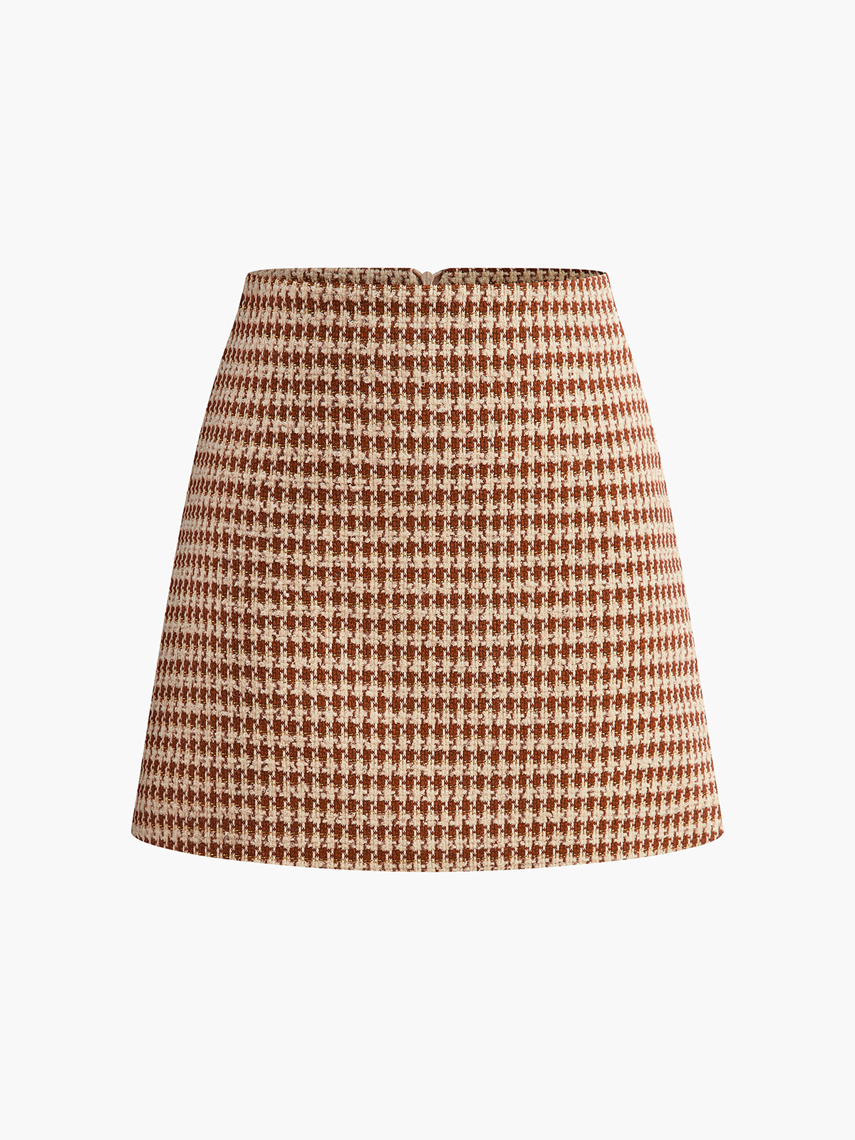 High-Waist Textured A-Line Zipper Skirt